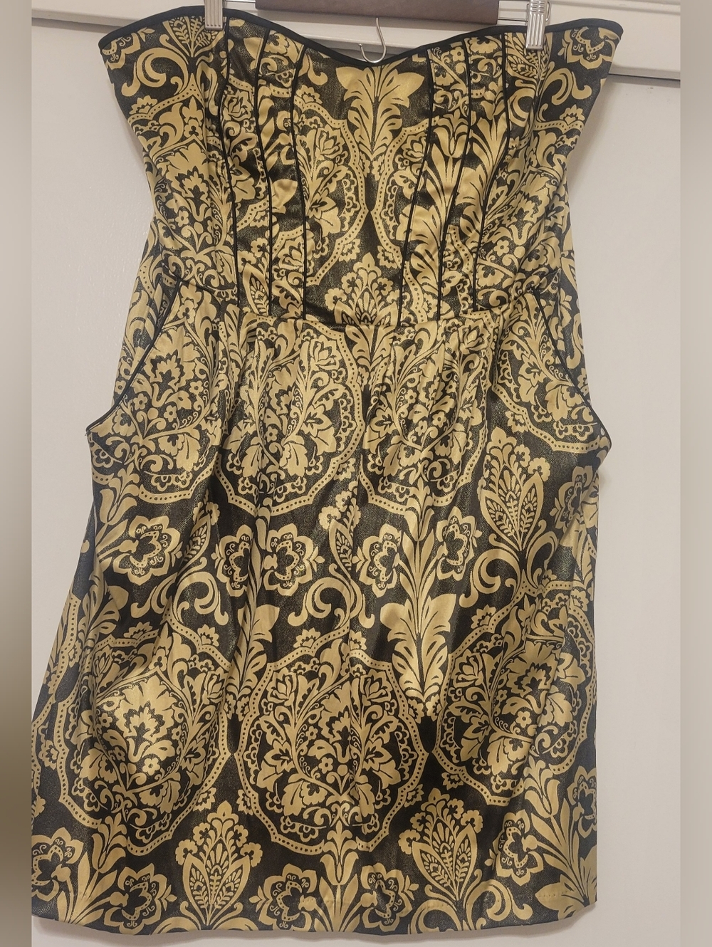 Torrid Strapless Dress Size 20 Gold Black Brocade Corset Bustier Mini